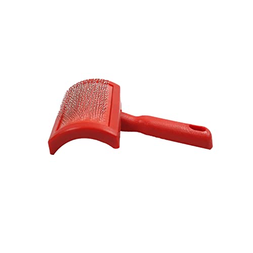 Emily Pets Sheepskin Rug Brush and Cleaner Pet Slicker Brush Fine Wire Rugs Brush to Remove Any Hidden Dirt Cats & Dogs CARDING Brush (Red Large)