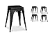 Kosmi - Lot de 4 tabourets en métal Noir Mat, Tabouret Bas Hauteur 46cm