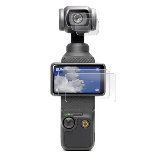 DJI Osmo Pocket 3 用 MAXCAM ガラスフィルム 強化ガラススクリーンプロテクター 【2枚】+ 強化ガラスレンズプロテクター 【2枚】 保護フィルムPocket 3対応 液晶保護フィルム 硬度9H 高度透明 耐衝撃 防汚 気泡防止