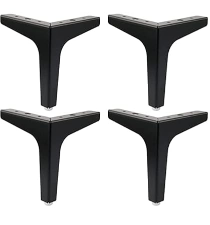 FERIO Heavy Stainless Steel Black Sofa Leg for Furniture Fitting 4 Inch Hight Matte Black Finish - Set of 4 Pic (4 Inch, Black)