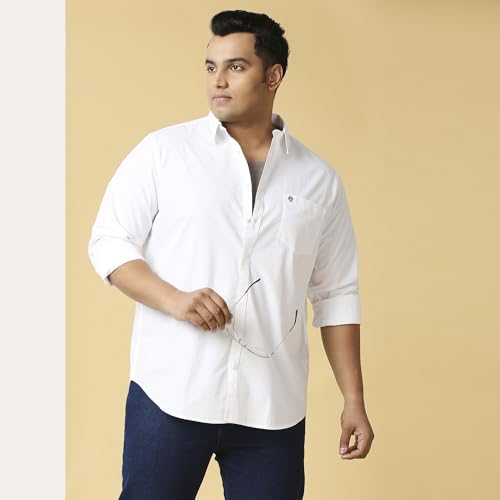 Image of Thomas Scott Men's Plus Size Cotton Casual Shirt | Regular Fit | Long Sleeves | Spread Collar | Solid | Soft & Breathable | Everyday Comfort Shirt for Men