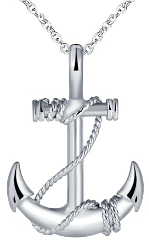 INFINIONLY Mode Colliers Pendentifs Ancre en Acier Inoxydable Hommes Garçons Fashion Argent Pendentif de Ancre pour Adolescents
