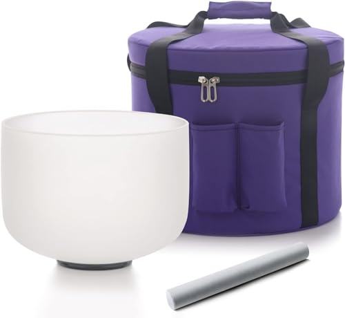 Bol chantant en cristal mi 432 Hz de 20,3 cm avec sac pour plexus solaire
