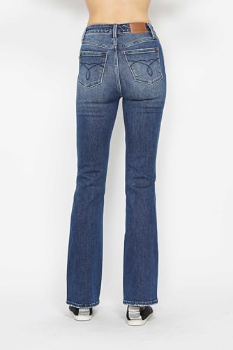Judy Blue High Waist Dark Wash Tummy Control Embroidered Bootcut, Inseam 32"4