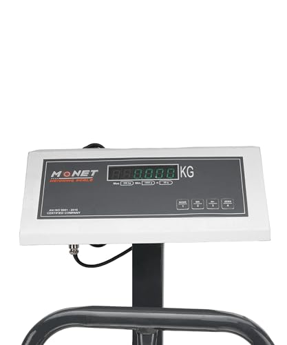 Image of Monet Weighing Scale 100kg, 10g Accuracy | Green Display | Stainless Steel Pan | Heavy-Duty Weight Machine for Commercial Use | Ideal for Kirana Stores, Shops, Factories, Retail | 220V Power