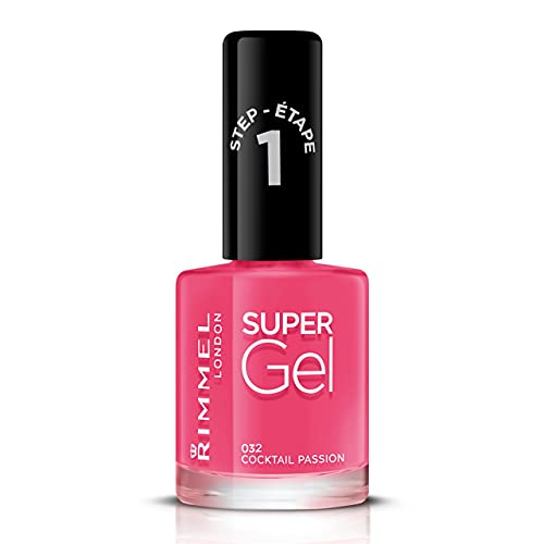 Rimmel Super Gel 32 Cocktail Passion Long-Lasting Nail Polish Glazed Finish Easy Application Gel-like Manicure Chip Resistant Clean Formula 12ml