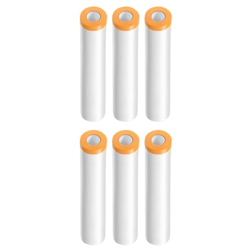 Image of HARFINGTON 6 Rolls Pre-Taped Masking Film 94.5 inch x65.6ft Tape and Drape Painters Plastic Drop Cloth Film with Tape Plastic Sheeting for Automotive Painting Covering