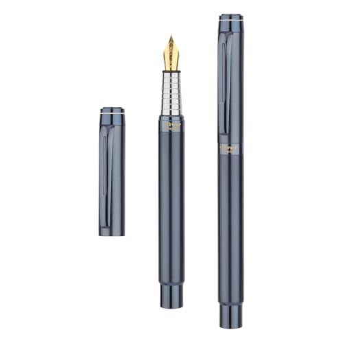 Image of Oliver Inspire Matte Blueberry Fountain Pen with T Box | Full Brass Body | No.5 Iridium Tip | Premium Plated Trims | Smooth Ink Cartridge System