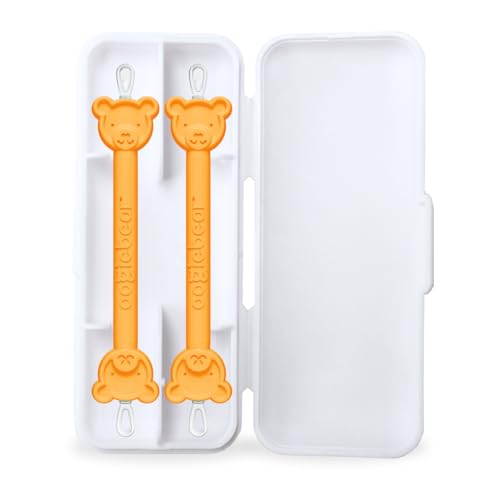 Image of oogiebear: Baby Nose Cleaner & Ear Wax Removal Tool - Safe Booger & Earwax Removal for Newborns, Infants, Toddlers - Dual-Ended - Essential Baby Stuff, Diaper Bag, 2-Pack Orange with case