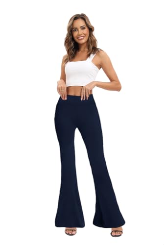 Image of WSPLYSPJY Women's Print Stretch Bell Bottom Flare Palazzo Pants Trousers