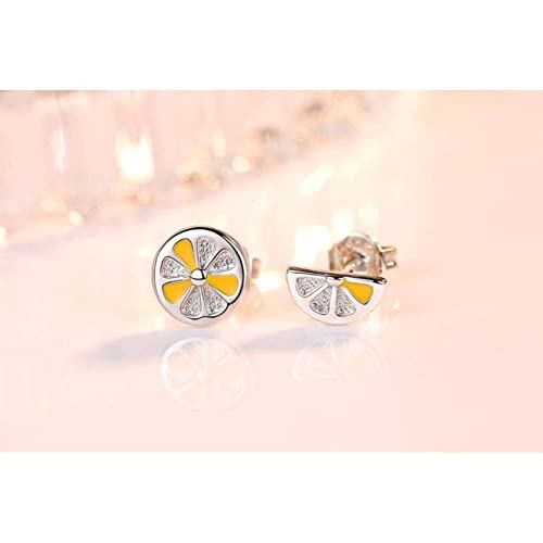 Pendientes plata ley 925 mujer joyería botón asimétrico limón niñas 6