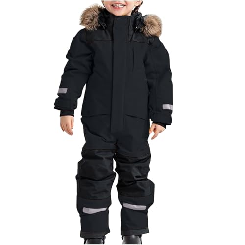 Combinaison de Ski Enfant Combinaison de Neige Garçons Fille Imperméable et Coupe-vent Hiver Chaud Ensembles De Neige Doudoune à Capuche Zippé Extérieur...
