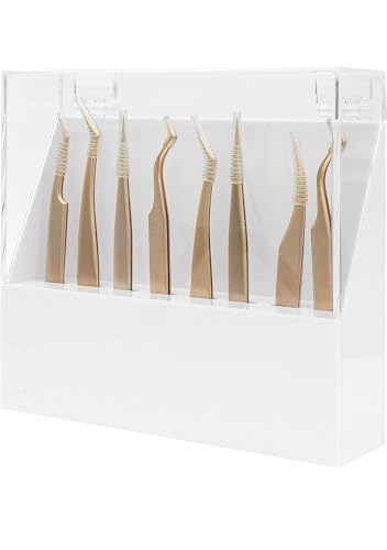 Acrylic Eyelash Extension Tweezer Case - 8 Holes Lash Tweezer Holder - Dust-Proof Case for Tweezers - Lash Tweezer Holder for Home and Salon