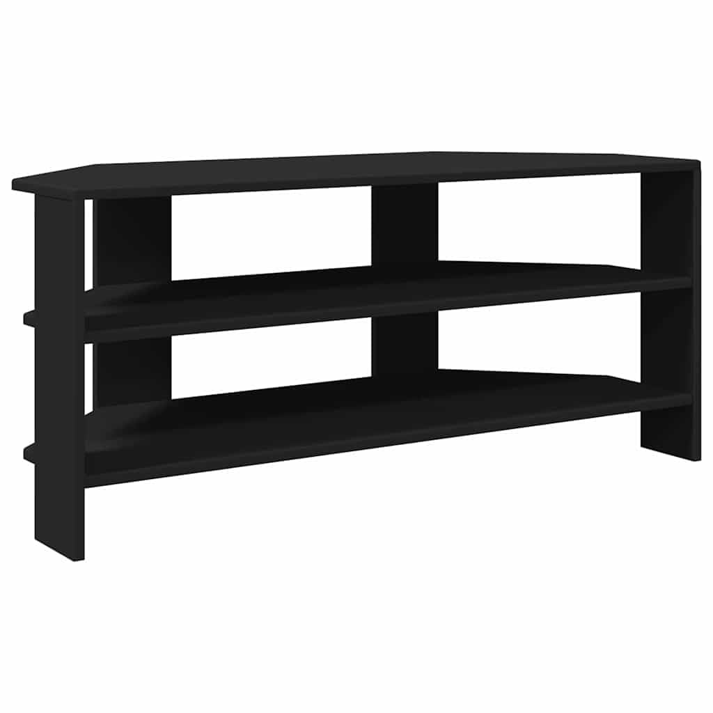 Mobile TV ad angolo nero, 102 x 40,5 x 45 cm, in legno con spazio e ripiano, moderno tavolo angolare con superficie opaca per soggiorno, mobile TV durevole