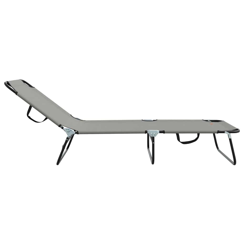 SYDE Leżak składany szary 188 x 57 x 86,5 cm poliester | Wytrzymała stalowa rama, regulowane oparcie kompaktowe do ogrodu, na taras lub w podróży
