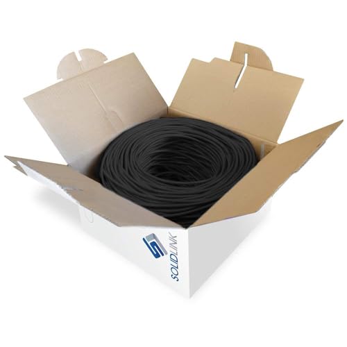 Image of CAT5e Ethernet Cable 1000ft - 24AWG Solid CCA UTP Unshielded CAT 5e, High Speed Lan Network, RJ45 Cable, Easy Pull Box Ethernet Cord (Black)
