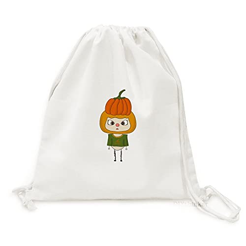 Sac à dos en toile réutilisable avec cordon citrouille orange creuse pour rangement légumes