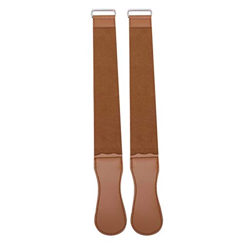 Yinhing Este Juego de Estropajos para Navajas de Afeitar Rectas de 2 Piezas Presenta un Diseño de Barbero de Doble Capa, lo que Proporciona un Cinturón de Afilado Duradero para Mantener