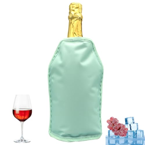 Enfriador de botellas de vino, funda para enfriador de botellas de hielo, funda para congelador, vodka, enfriador de tequila, enfriador de refrigerador, transportador (verde azulado)