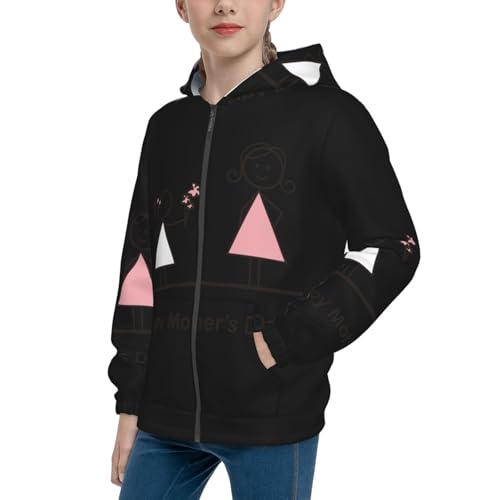 Happy Mother's day Kid Hoodies Boys Zip Up Sweatshirts Girls Pullover with Pocket