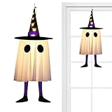 Mppchhn ツリー用ゴーストオーナメント,光る お化け ペンダント ツリー用 魔法使いの帽子付き | ホラー ホリデー 装飾 中庭 ベランダ リビング 壁 テラス 庭用