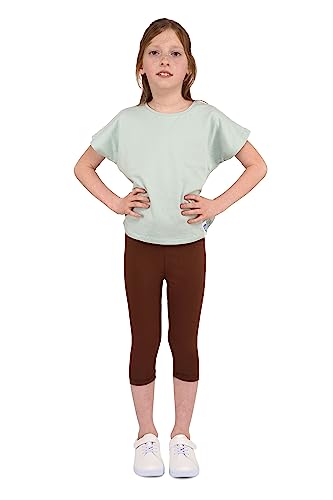 infatti Leggings ¾ de algodón para niñas, Pantalones Suaves y cómodos para niños pequeños, Entrenamiento Informal, Ropa básica Elegante de Estilo Recortado Tonia, Marrón 158 cm (13 años)