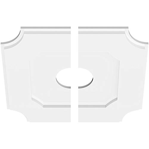 Image of Ekena Millwork CMP18LE2-04000 Locke Architectural Grade PVC Contemporary, Two Piece Urethane Ceiling Medallions 18 inchOD x 4 inchID x 10 3 /4 inchC x 1 inchP