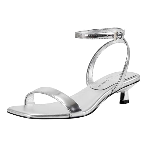 Marc Fisher LTD Women's Alona Heeled Sandal, Silver Mirror Metallic Leather 040, 10