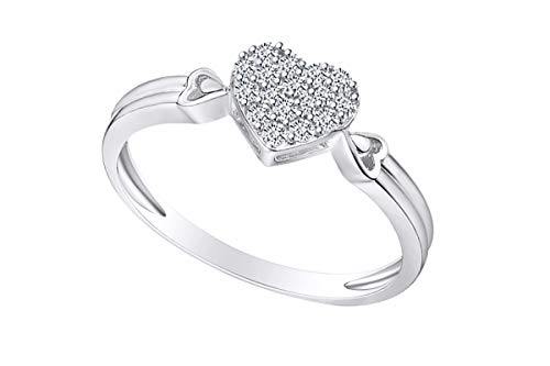 AFFY 14k Gold Over Sterling Silver Round Sparkling Cubic Zirconia Love Heart Promise Ring Jewelry Gift for Womens