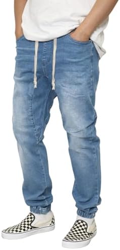 URBANJ Men's Stretch Twill Drop Crotch Jogger Pants S-5XL