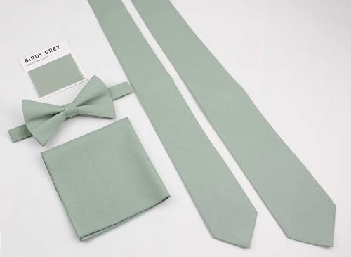 Image of Mens Solid Linen Ties - Slim Pattern Necktie for Men Wedding Groomsmen