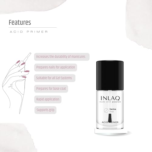 INLAQ® HEMA Free Acid Primer for Gel Nails 7ml - Acid Primer Bonding Agent Gel Nails Acrylic Nails Nail Primer - Nail Primer Bonder Base Coat - Image 6