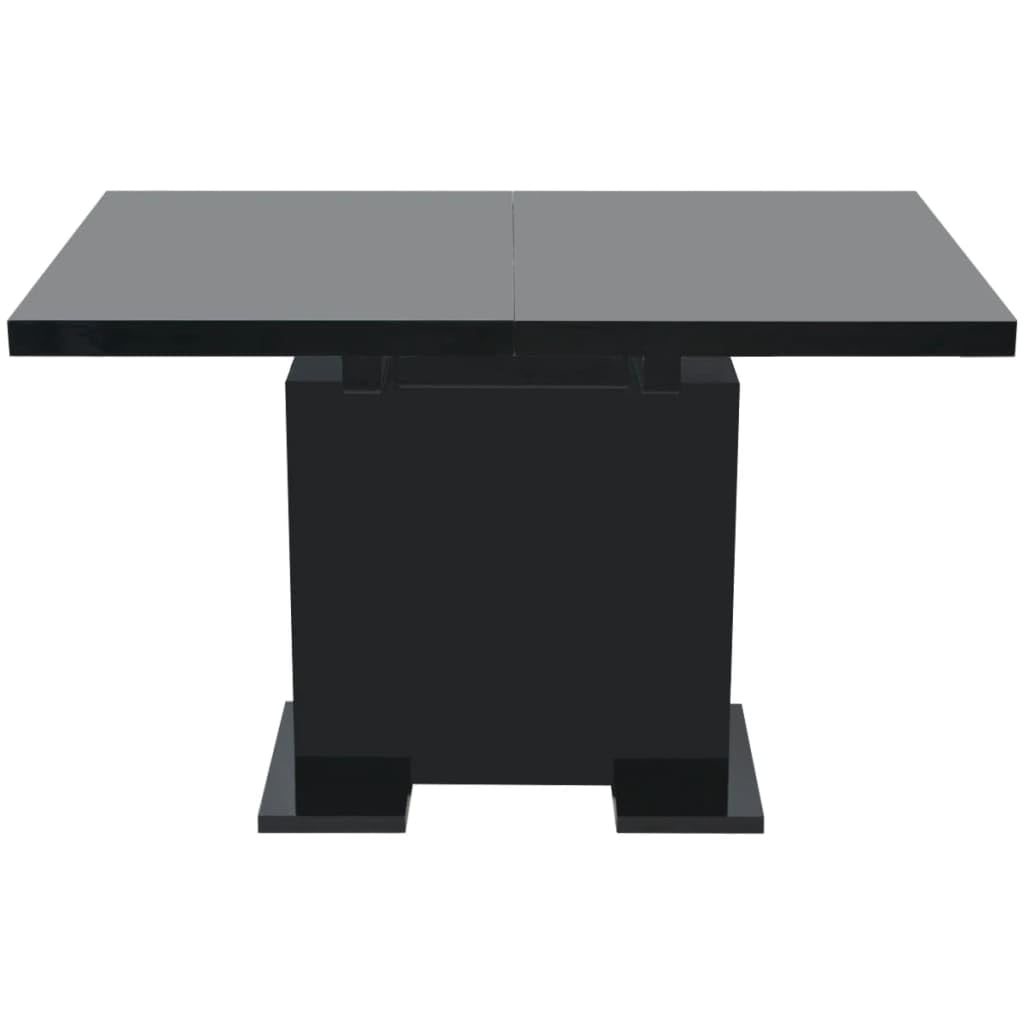 Tavolo da Pranzo Allungabile Nero Lucido in MDF 120-150 cm | Soluzione salvaspazio per la cucina e la sala da pranzo con superficie riflettente e gambe in metallo.