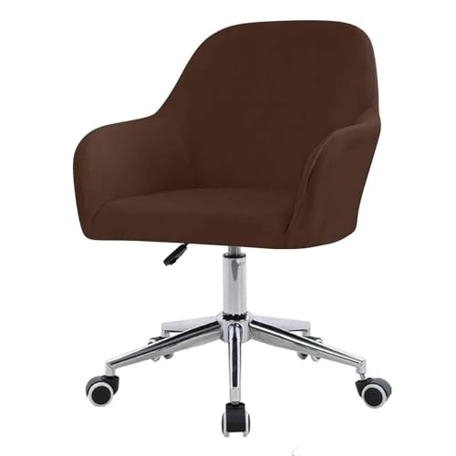 Juego de 1 funda elástica de terciopelo con reposabrazos para comedor, oficina, cocina, sala de estar, hotel y banquete, color marrón oscuro, juego de 1 funda duradera y elegante para una fácil