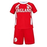 Camiseta de fútbol de Inglaterra para niños, 2 colores, azul marino o rojo, 4-14, rosso, 6 años