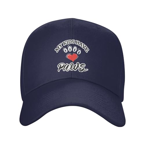 My Kids Have Paws Fashionable Casquette Hat Breathable Adjustable Strap for Comfort Style Navy Blue2