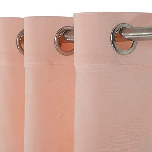 Image of High Sofa Quality Velvet Solid Grommet Room Darkening Eyelet Door Curtains for Living Room, Peach 8 Feet, Set of 2 Pieces