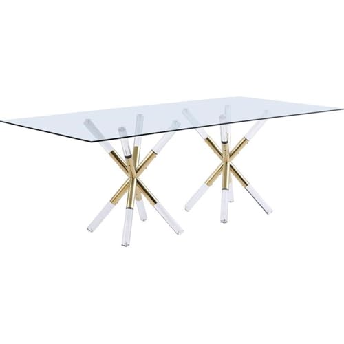 Tampered Dining Table With Golden Base
