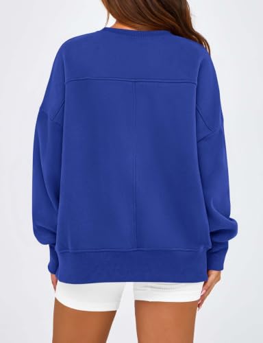 BTFBM Womens Crewneck Sweatshirts Fleece Pullover,L,Royal Blue - image 3