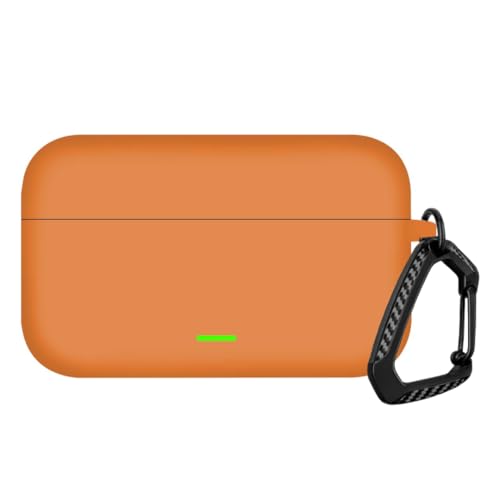 Image of Anvique Silicone Case Cover for Realme Buds T500 Pro, Shockproof Protective Earbuds Cover with Keychain Hook, Anti-Scratch Soft Silicone Skin, Full Body Protection Case (Orange T)
