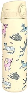 Ion8 Leak Proof Slim Water Bottle, Stainless Steel, Cats, 600ml (20oz)