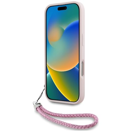 Coque iPhone 16 Karl Lagerfeld rose matelassé avec chaîne chic - 4