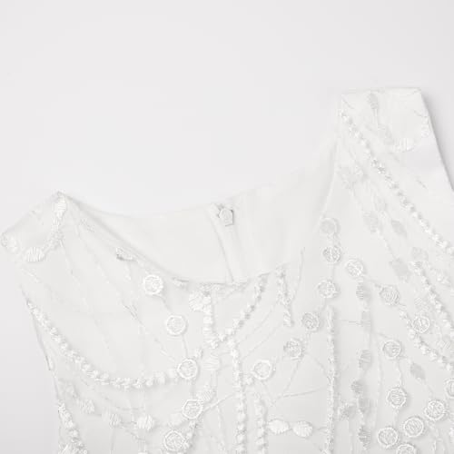 Uhnice Flower Girl Dress Sleeveless Tulle Tutu Beaded Embroidery for Wedding Birthday Party3