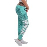 Yakuza Damen Skull Pattern Allover Urban Jogginghose, Turquoise, L