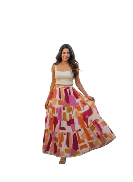 himcare Women’s Cotton Long Skirt | Traditional Printed Flared Skirt Multicolour-picture-17