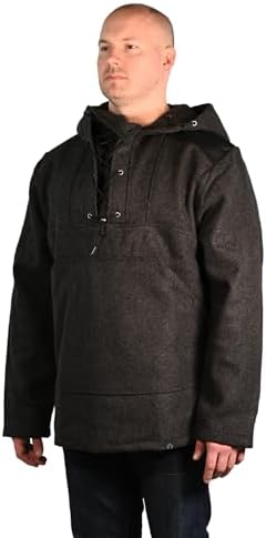 Arcturus 100% Virgin Wool Anorak – Warm, Durable, and Breathable Pullover Hoodie for Outdoor Adventures, Hunting, Camping, and Everyday Wear - Charcoal (XL)