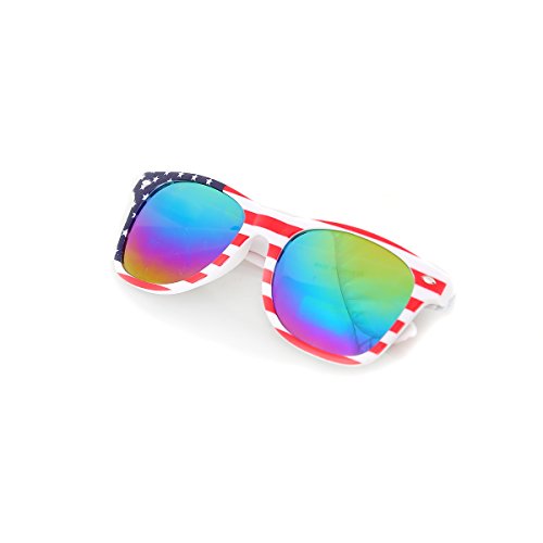 Classic Eyewear Retro 80's American USA Flag Blue Frame Sunglasses (White/Multicolor, 52)2