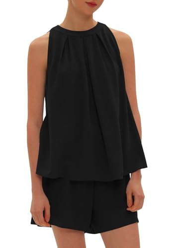 Beaully Linen Short Sets 2 Piece for Women Summer Casual Sleeveless Halter Neck Tops And Shorts Set Travel Outfits