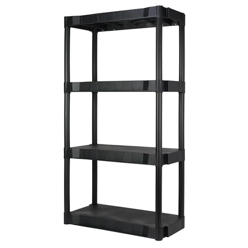 CLMSTE Plastic 4-Tier 56.2' H x 30'' W x 13.8' D Shelf, 280lb Total Capacity,Black