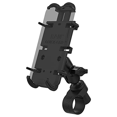 RAM MOUNTS Soporte de teléfono de agarre rápido XL con RAM Hard Strap Base de manillar RAP-B-460-A-PD4U para bicicletas y manillar de motocicleta Cover